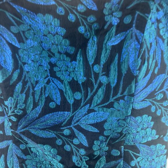 Lilly Pulitzer Lolina Brocade Skirted Romper Size 14 Ruffle Smocked Blue Green - Picture 4 of 10